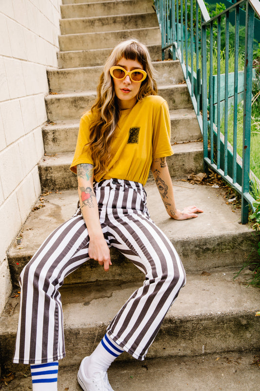 "CORAL" T-Shirt WHITE/MUSTARD